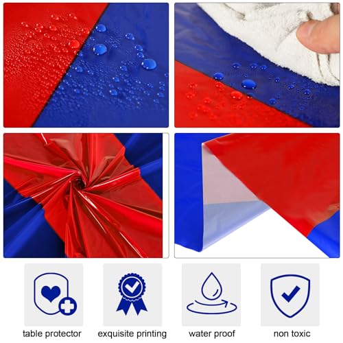 Oudain 3-Pack Disposable Tablecloths 54" x 108" - Blue & Red