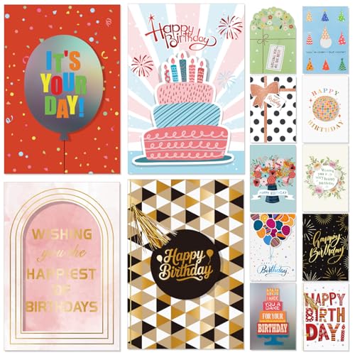 14 Pack 3D Handmade Birthday Cards with Envelopes - Unique Greeting Cards