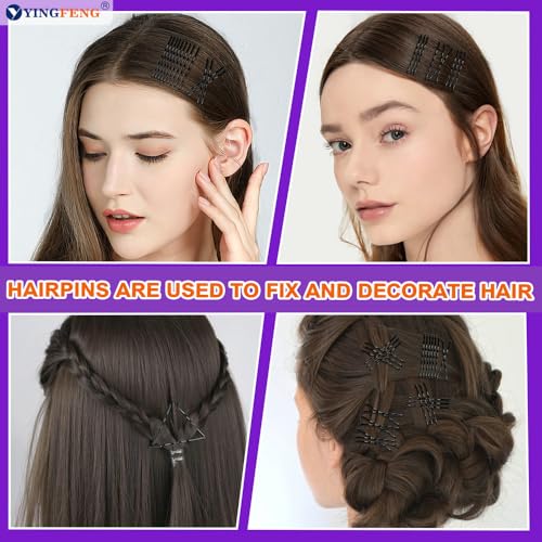 YINGFENG 620PCS Black Bobby Pins & Hair Bands Set - Non-Slip & Durable