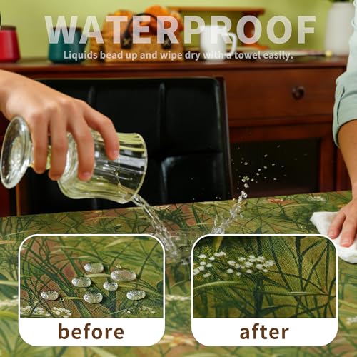HOMOHEINI Green Rectangle Tablecloth - Waterproof & Stain-Resistant, 52 x 70 Inch
