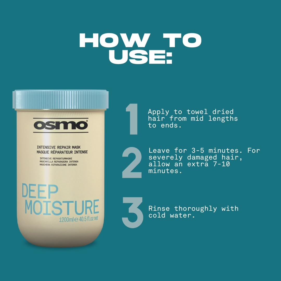 Osmo Intensive Deep Repair Hair Mask for Restoring Moisture and Conditioning Hair and Creating Beautiful Healthy, Naturally Glossy Hair. Size 1200 ml