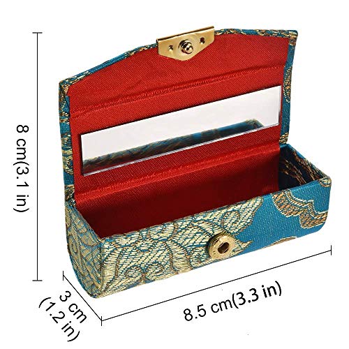 12-Piece Floral Lipstick Case Set with Mirror, Brocade Fabric Organizer