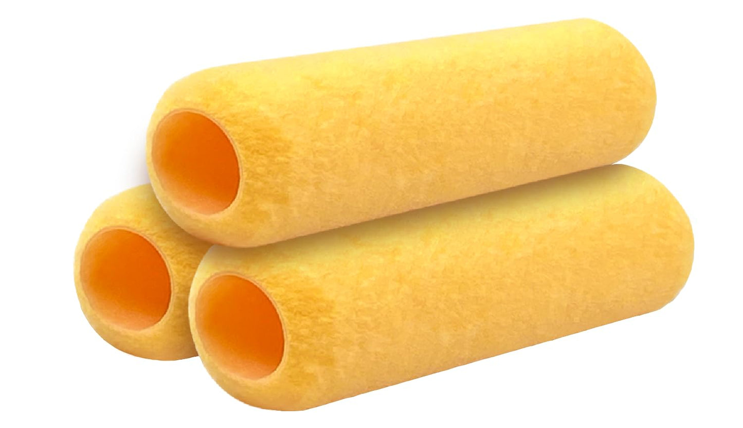 Great Andrew 3 PCS Paint Roller Covers 9 Inch, 3/8" Nap Paint Roller Kit Dense Fibers for Painting Textured Semi Smooth Surfaces Walls, Ceilings, for 9" Paint Roller Frame