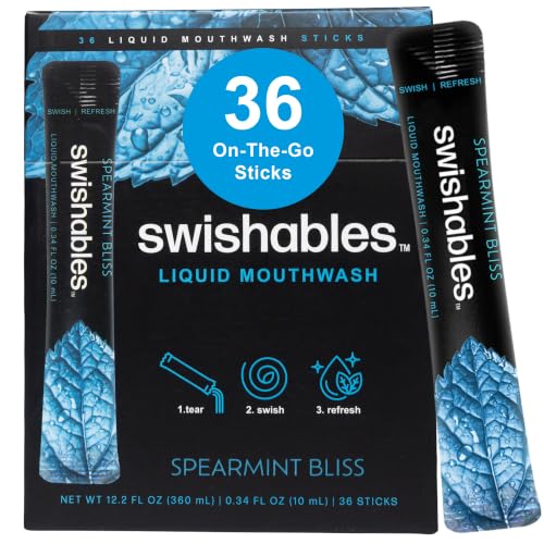 Swishables Liquid Mouthwash Packets - Spearmint Bliss / 36 Travel Sticks