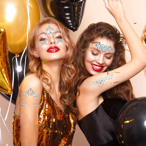 20 Sets Mermaid Face Jewels - Self-Adhesive Glitter Gems for Festivals