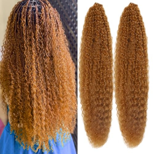 Gozill 24-inch Honey Blonde Boho Braiding Hair, Deep Wave Synthetic Crochet