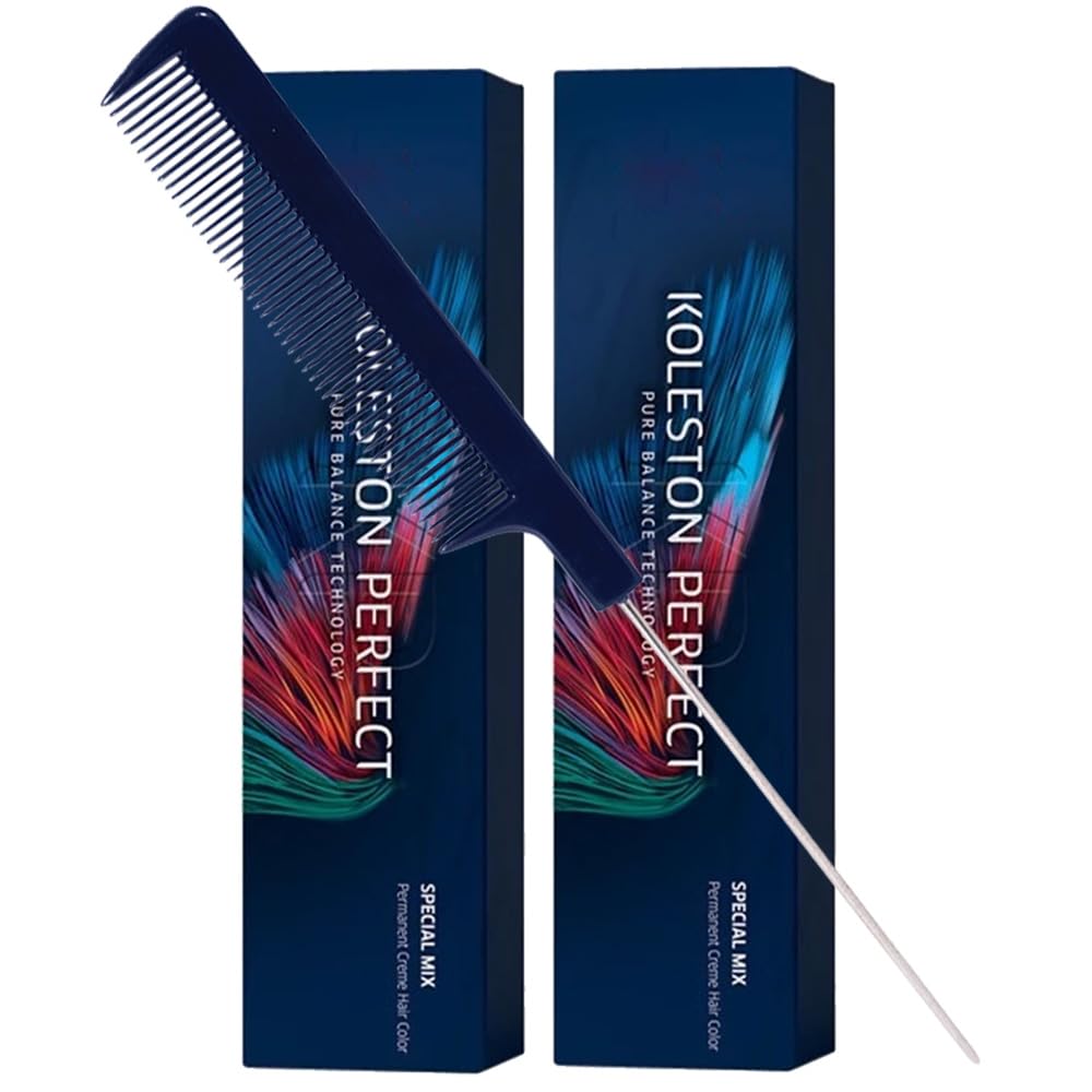 Koleston Perfect ME+ Matte Pearl Permanent Hair Color Creme - 2 Ounce Pack with Pin Tail Comb | Ideal for Vibrant Hair Color
