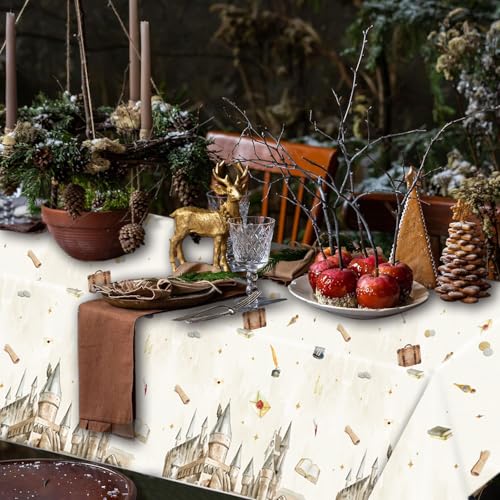 3PCS Magical Wizard School Tablecloth - Disposable Plastic Covers for Parties