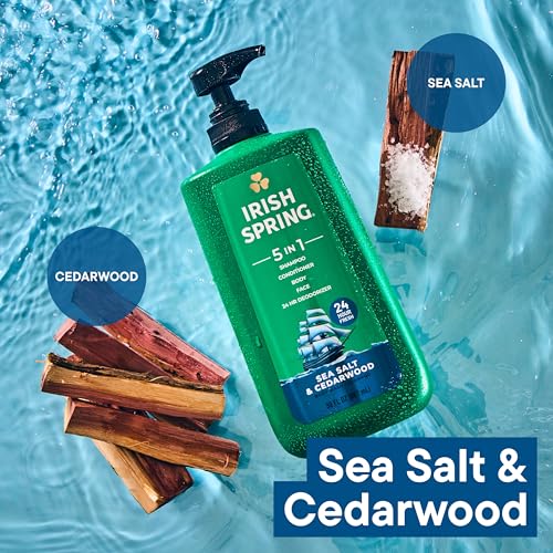 Irish Spring 5-in-1 Men's Body Wash, Sea Salt & Cedarwood, 30 fl oz (2 Pack)
