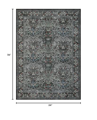 GarveeHome Vintage Floral 2x3 Area Rug - Soft, Washable, Non-Slip