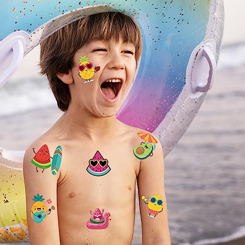 240 Pcs Summer Fruit Temporary Tattoos for Kids - 60 Designs