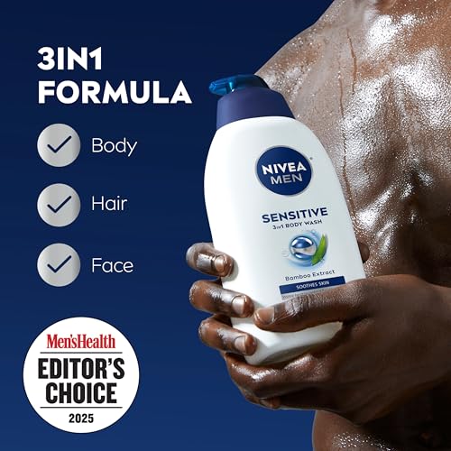 NIVEA MEN Sensitive Body Wash with Bamboo Extract, 30 Fl Oz