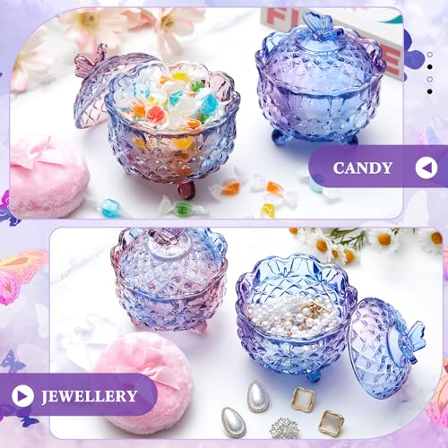 Large Body Powder Puff and Crystal Glass Container Set - 4 Piece Kit