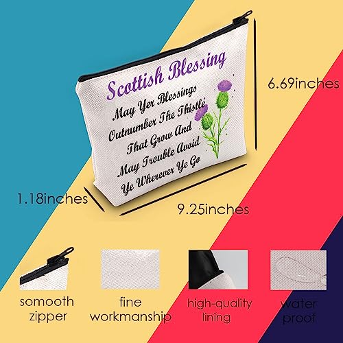 Scottish Blessing Makeup Bag - Thistle Travel Pouch by MNIGIU