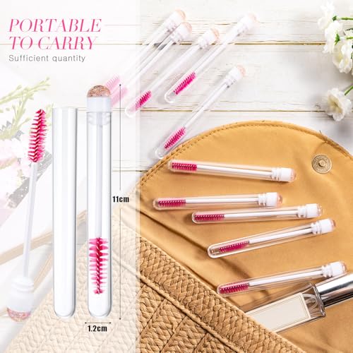 Patelai 80 Pcs Pink Gold Disposable Mascara Wands & Tubes Kit
