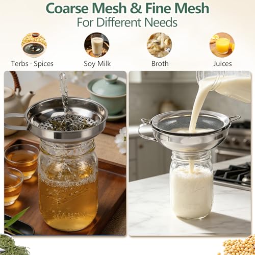 4-in-1 Stainless Steel Canning Funnel Set with Strainers