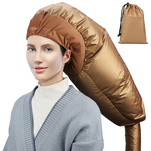 Segbeauty Gold Hair Dryer Bonnet, Large Deep Conditioning Heat Cap with Adjustable Elastic, Travel-Friendly