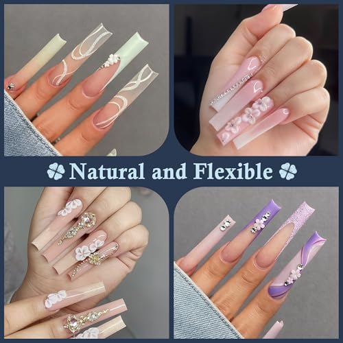 Luckyfairy 2XL Nail Tips - Square, 120 Pcs, No C-Curve, Half Cover