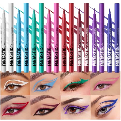 LANGMANNI 8-Pack Neon Matte Liquid Eyeliner Set - Long-Lasting, Waterproof, Smudgeproof, Vibrant Colors