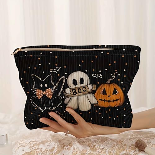 Cute Halloween Makeup Bag for Women, Small Kawaii Cosmetic Pouch with Zipper