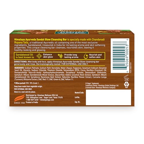 Himalaya Ayurveda Sandal Glow Cleansing Bar - 6 Pack, 2.65 oz