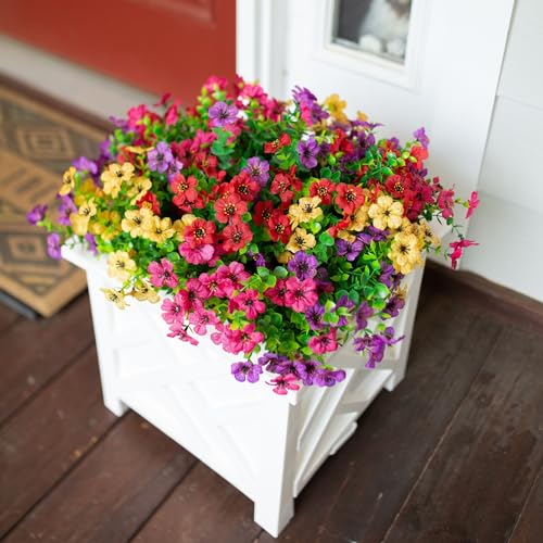 Florisso 12 Bundles Artificial Outdoor Daisy Flowers with Eucalyptus