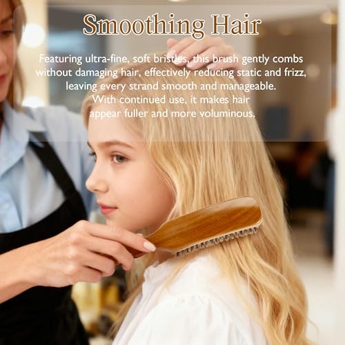STYLEMATE Large Boar Bristle Hair Brush for Thin & Fine Hair