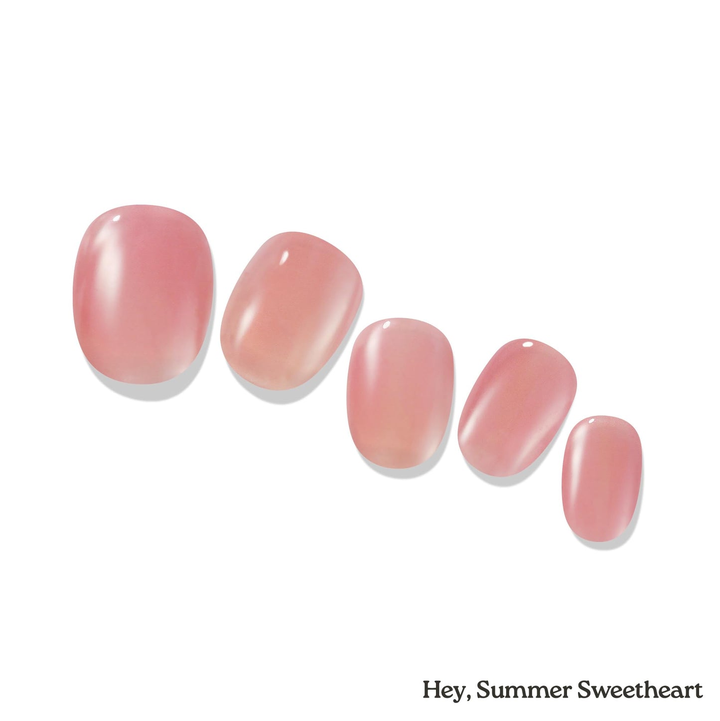 Heyhae Semi Cured Gel Nail Strips | No LED Lamp Needed | Solid, Pink, Spring | Easy Apply & Remove, Salon Quality | Includes 28 Strips, 1 Prep Pads, Nail File & Wooden stick - Hey, Summer Sweetheart