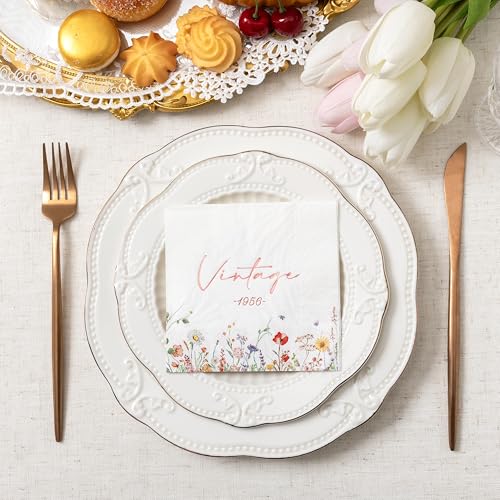 Floral 70th Birthday Napkins - 50-Count 3-Ply Vintage 1956