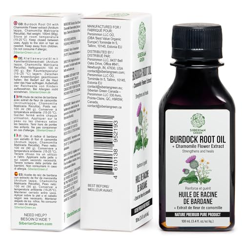 Siberian Green Burdock Oil with Chamomile for Hair Growth - 100ml