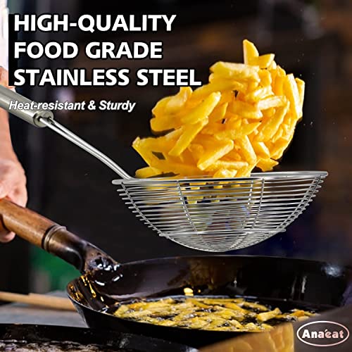Anaeat Stainless Steel Spider Strainer Skimmer - 5.5 Inch Long Handle Cooking Ladle