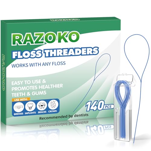 RAZOKO Dental Floss Threaders for Braces & Implants - 140 Count