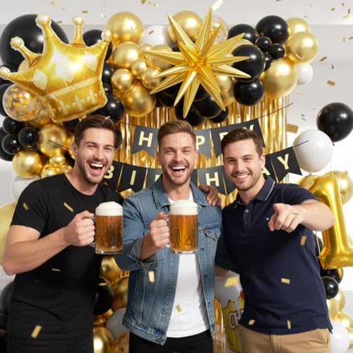 21st Birthday Decorations Kit - 150pcs Balloons, Foil Balloons & Fringe Curtains