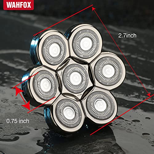 WAHFOX Universal 7-Blade Electric Head Shaver Replacement Heads (7D Silver)