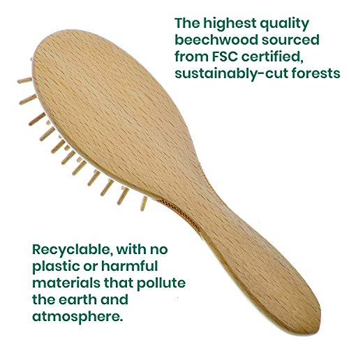 Giorgio Eco-Friendly Wooden Bristle Hairbrush GIO4 - Small Detangling Brush for Thick Hair