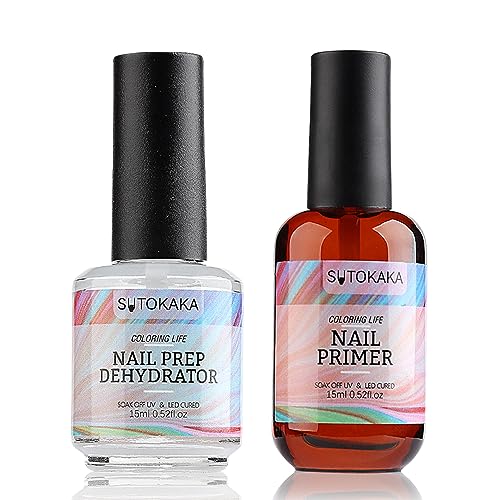 SUTOKAKA Nail Prep Dehydrator & Primer Set - 15ml Acid-Free