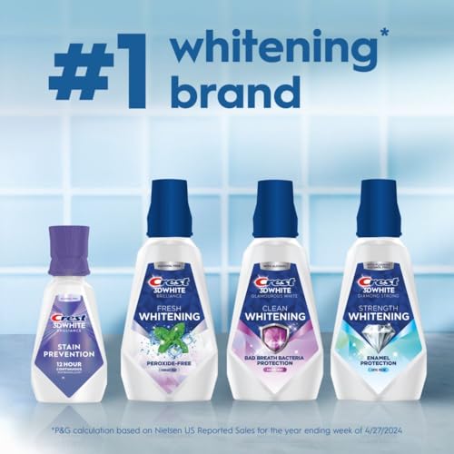 Crest 3D White Brilliance Mouthwash, 16 Fl Oz (Pack of 2) - Stain Prevention