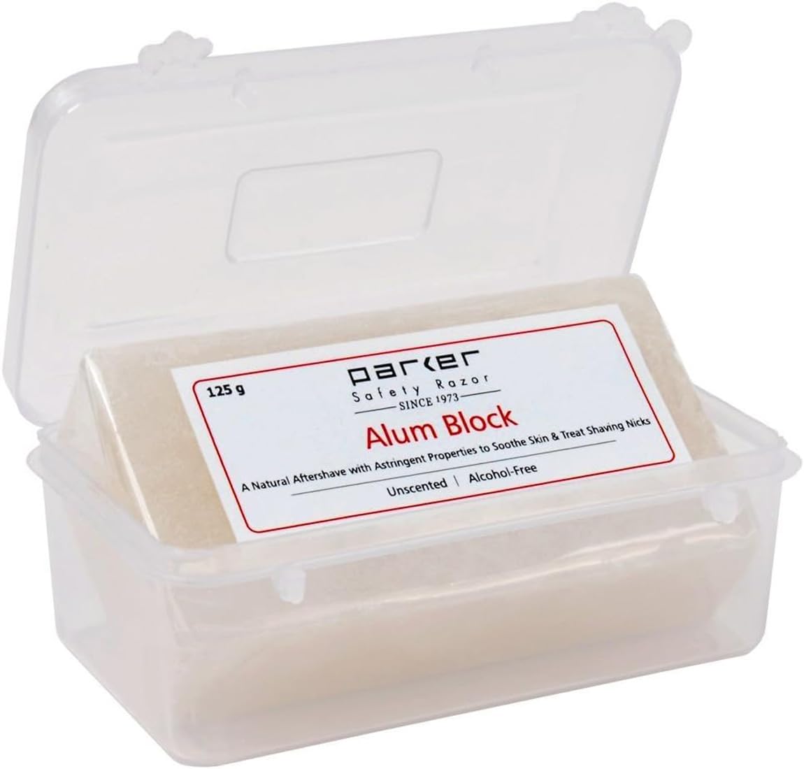Parker Large Alum Block with Travel Case (125 g./4.4 oz.) - A Natural Aftershave with Antiseptic Properties - an Essential Item for Every Wet Shaver