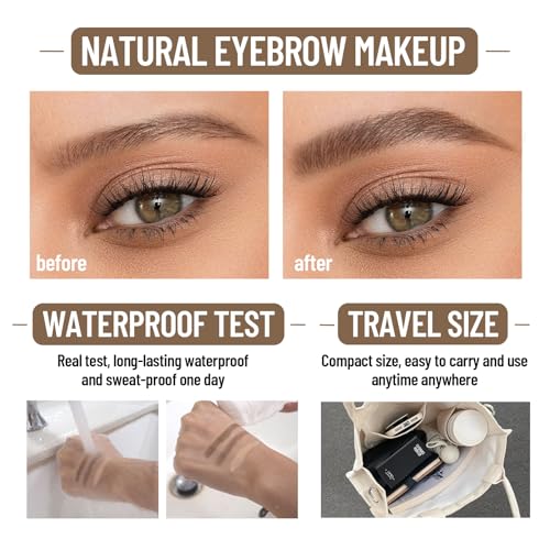 HOSAILY Waterproof Eyebrow Powder Kit with 3 Shades & Brushes