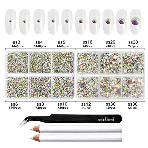 Beadsland 8300pcs Flatback Rhinestones Kit - Crystal AB for Crafts