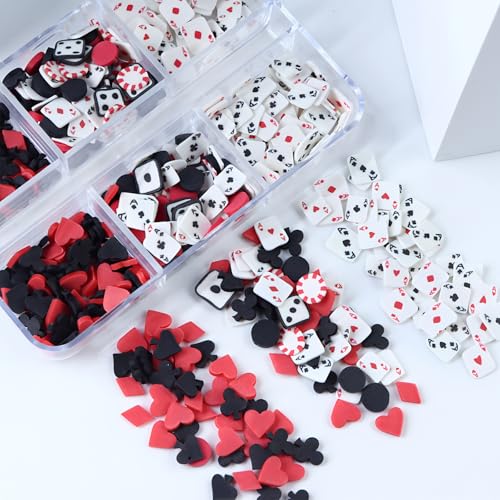 3D Poker Nail Art Charms - 6 Grids Mixed Designs for DIY Manicure