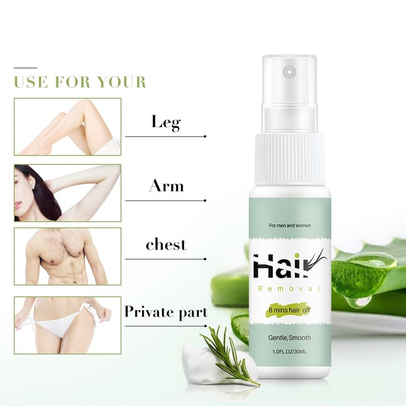 LINEDSON Hair Removal Spray, Mild Painless Facial Hair Remover Cream for Underarm, Arm, Leg, Bikini Areas Body Hair Depilatories Product for Women Men 30ml