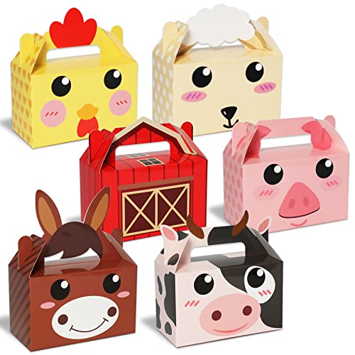 Farm Animal Party Favor Boxes - 12 Pack for Birthday & Baby Showers
