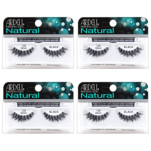 Ardell Natural False Eyelashes 120 Black - Lightweight Strip Lashes (4 Pack)