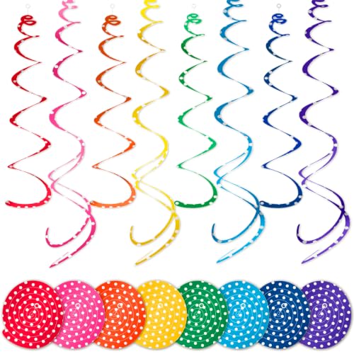 HonuGoGo 48-Pc Polka Dot Party Swirls - Bright Hanging Decorations for Kids' Birthdays & Events
