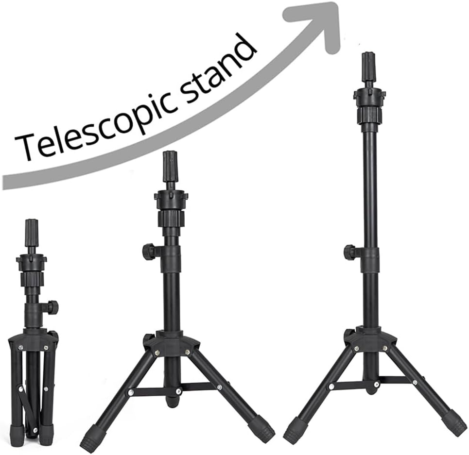 Wig Stand Tripod - 25 Inch Adjustable Mannequin Head Stand for Training & Canvas Block Heads | Lightweight Design