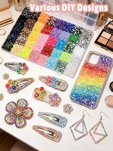 Jelly Multicolored 3mm Rhinestone Bedazzler Kit - 32000 Pcs with B7000 Glue