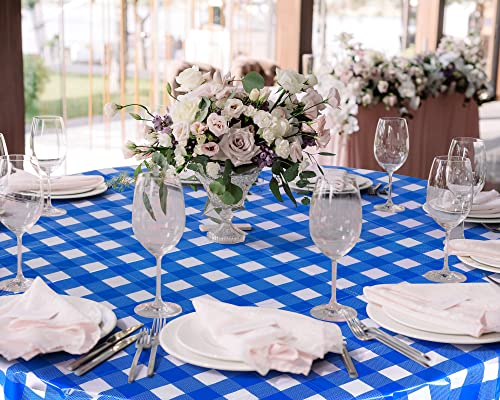 84'' Disposable Checkered Round Tablecloth - 3 Pack Gingham Covers