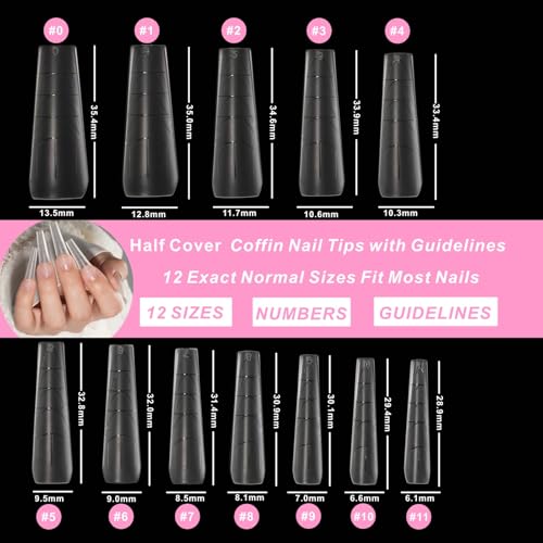 KIANOOL UV Tip 416-01 Gel X Nail Tips & Glue Kit, Coffin Shape, 420 Pieces