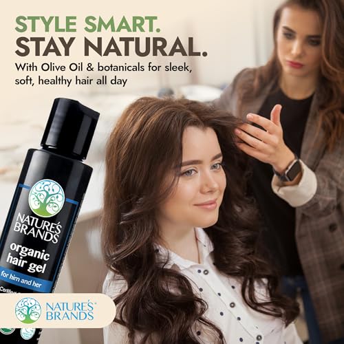 Nature's Brands Organic Hair Gel - 4 Fl Oz, No Synthetic Chemicals, Vegan & USDA Certified Organic